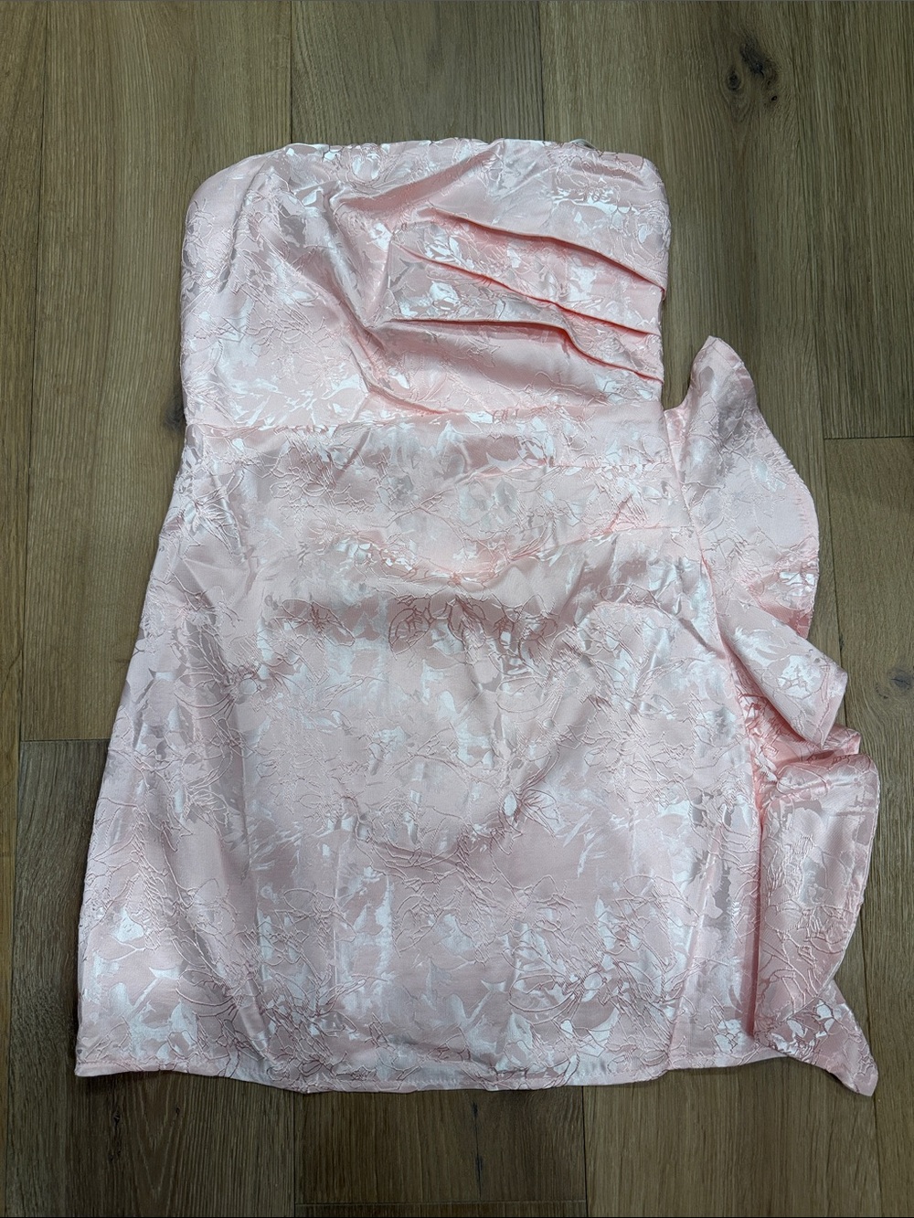 Strapless Pink Jacquard Cocktail Dress